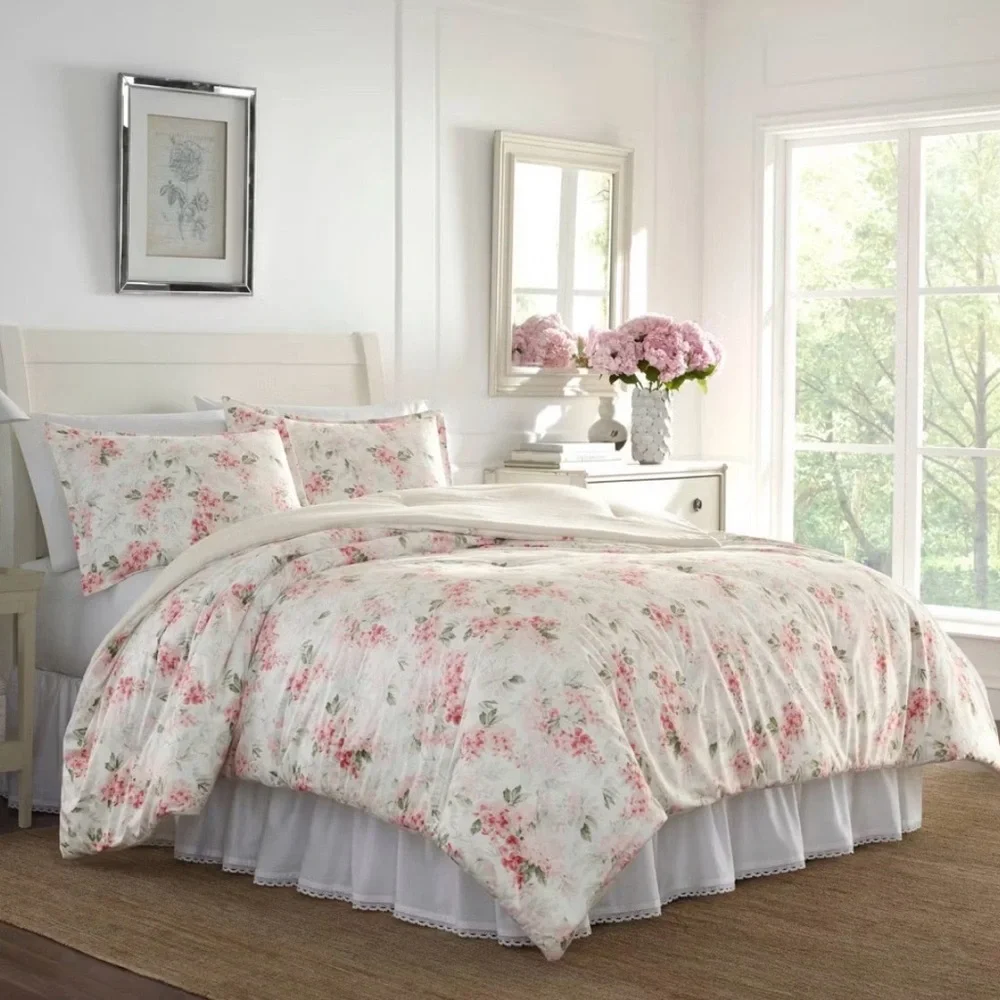 Laura Ashley Full/Queen Wisteria Comforter Set Blush ~ Charming NWT